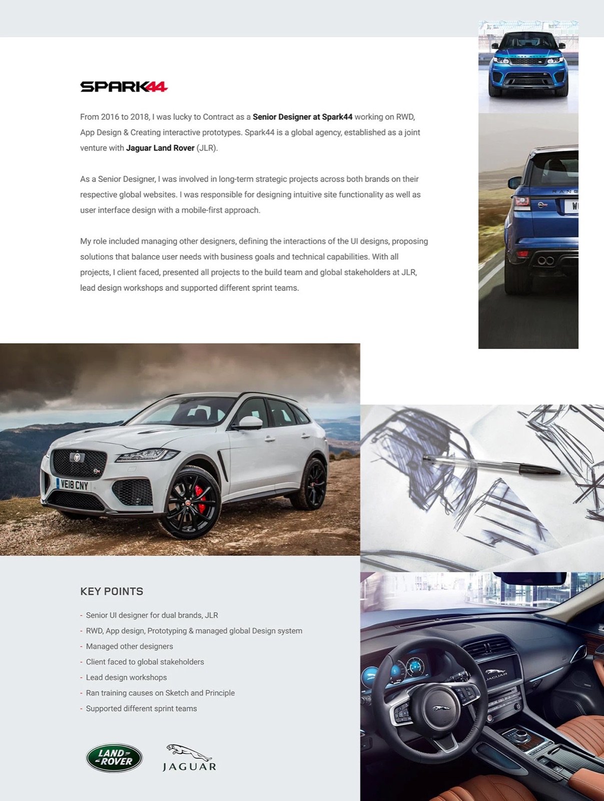 JLR component overview — desktop layout