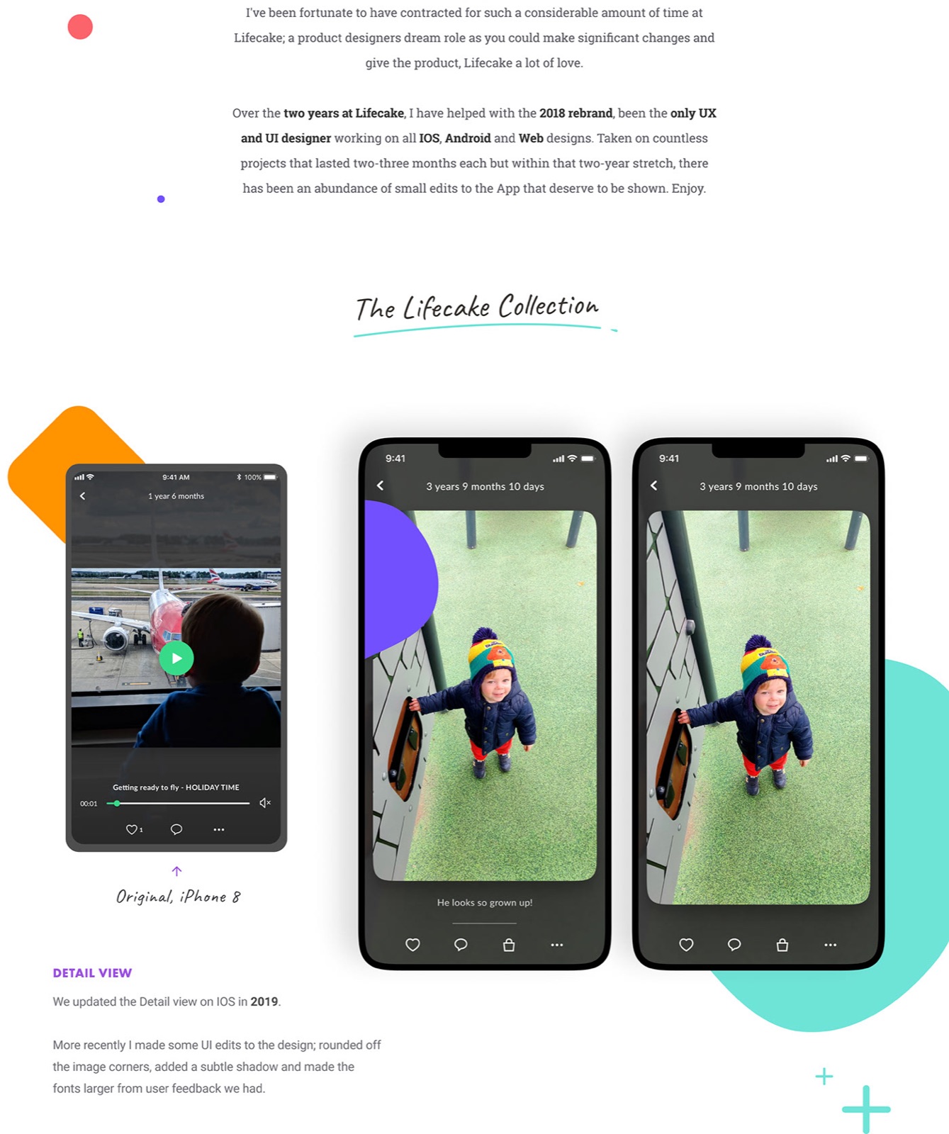Lifecake app screen — moments view